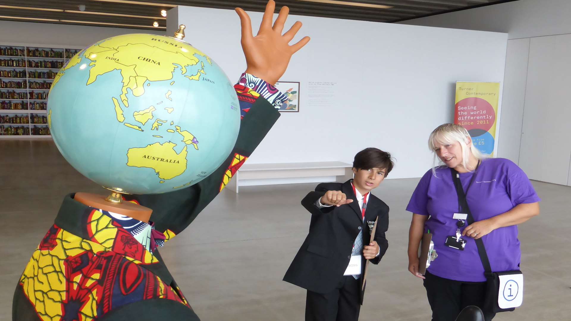 Jack Dunning, 11, of Ash, takes up his role as boss of the Turner Contemporary after winning the KM Charity Team's creative writing competition to promote green travel to school.