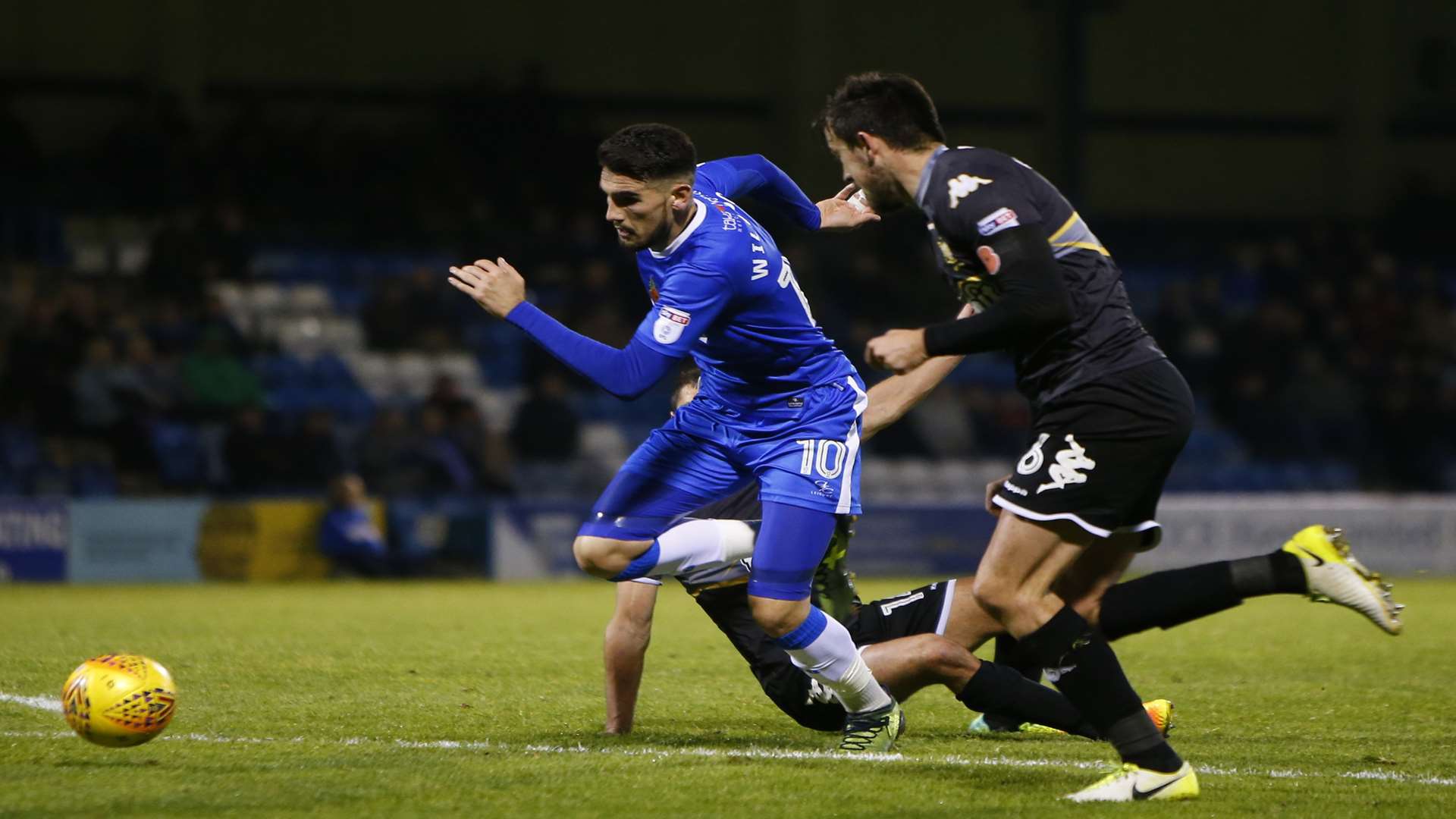 Conor Wilkinson in action against Bury. Picture: Andy Jones