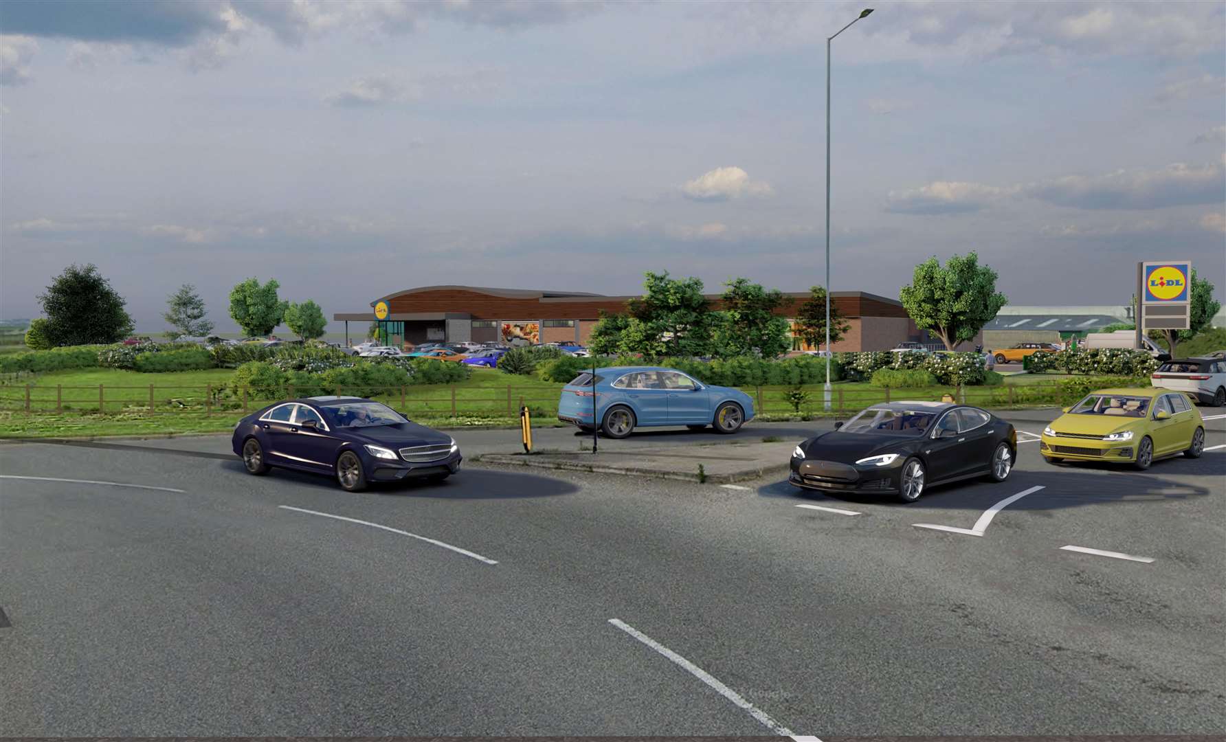 An artist's impression of how the new Lidl could look at Cowstead Corner, Queenborough. Picture: One Design