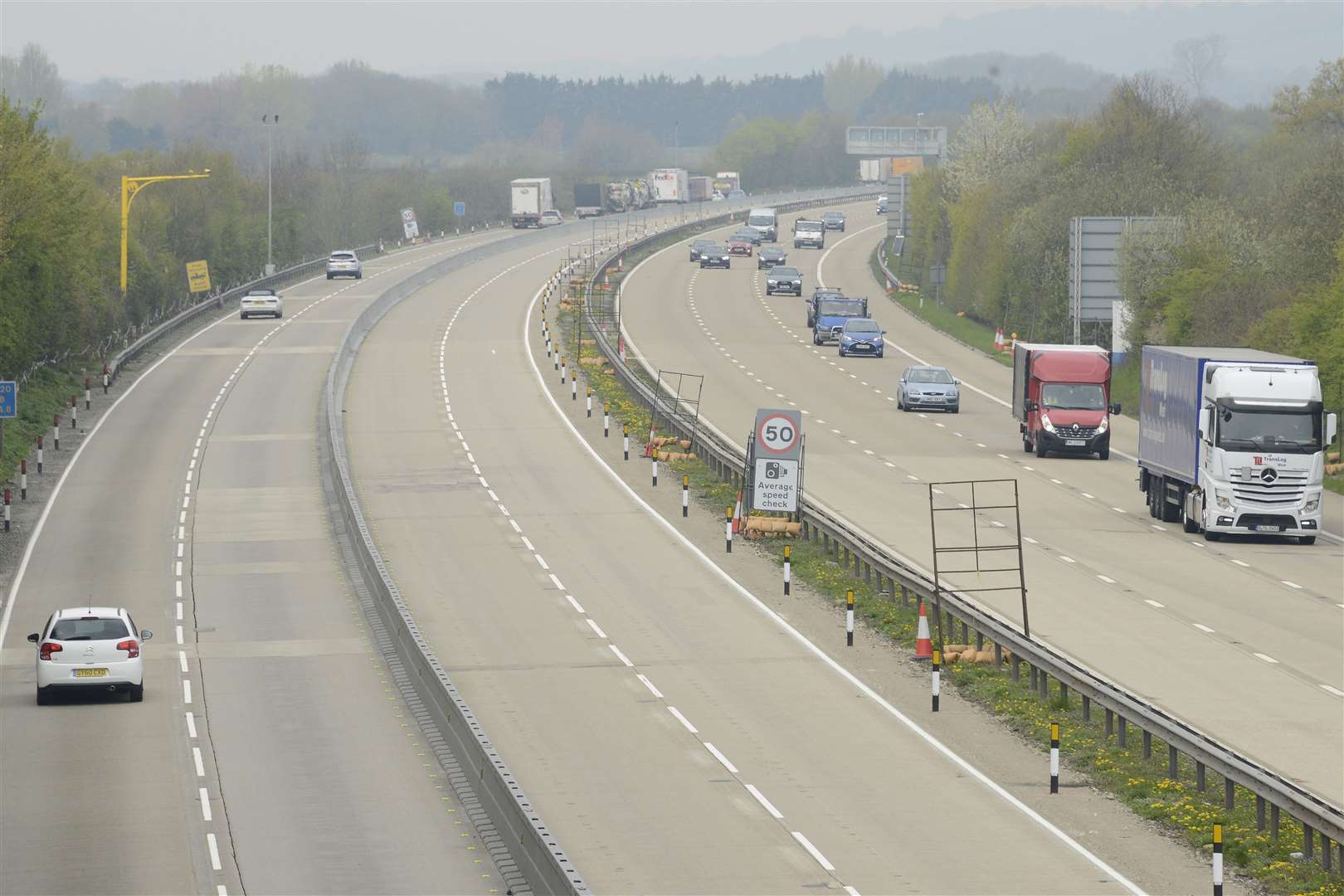 The barrier is still in place on the London-bound carriageway