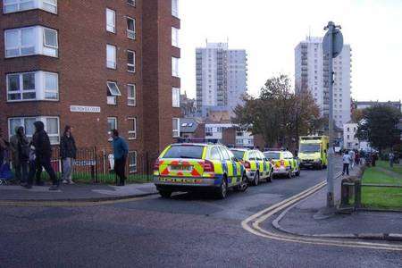 Emergency services in Brunswick Court, Ramsgate, after a man was seriously injured. Picture: Mike Pett