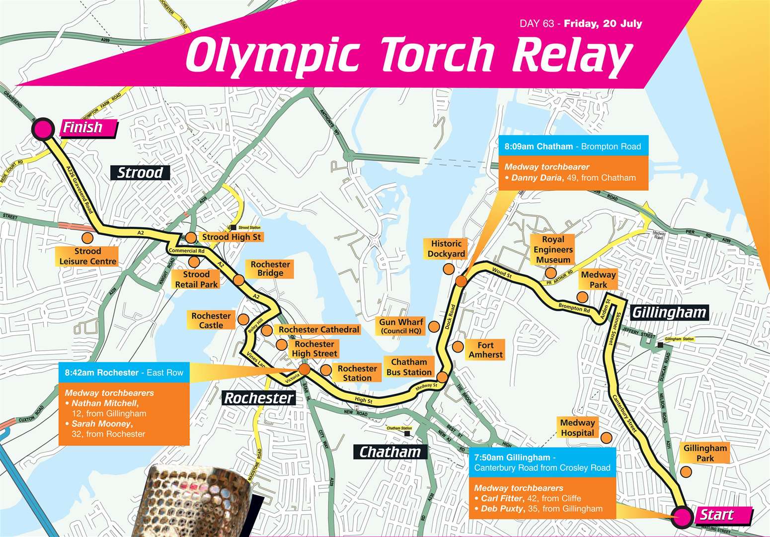 The torch's route through Medway