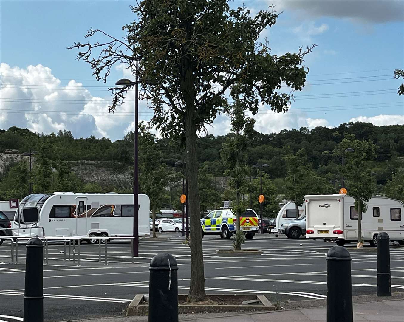 Around seven caravans have been seen in a Bluewater car park