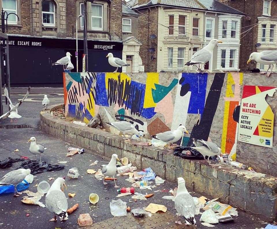 Rubbish strewn across the street in Cliftonville, Margate Picture: Friends of Cliftonville Coastline