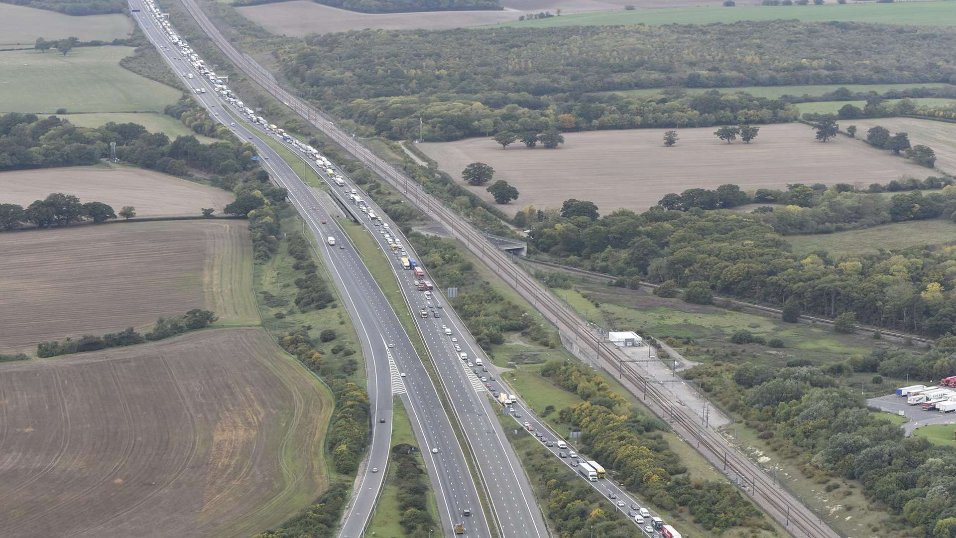 Traffic heading back to junction 7 of the M20. Picture: Simon Burchett.