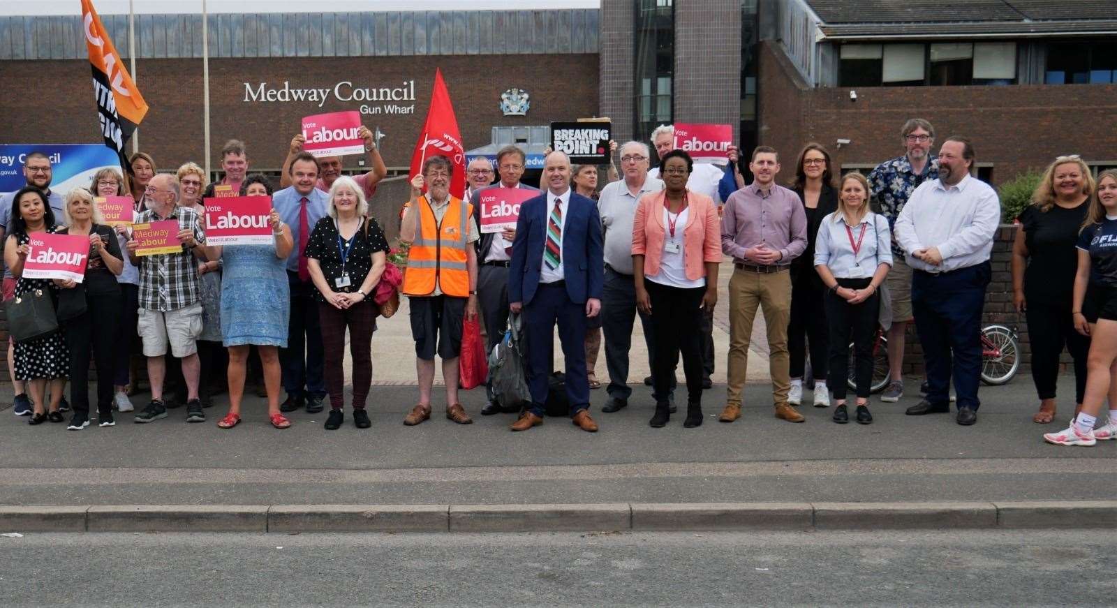 Labour's cost of living rally outside Medway Council HQ in July 2022