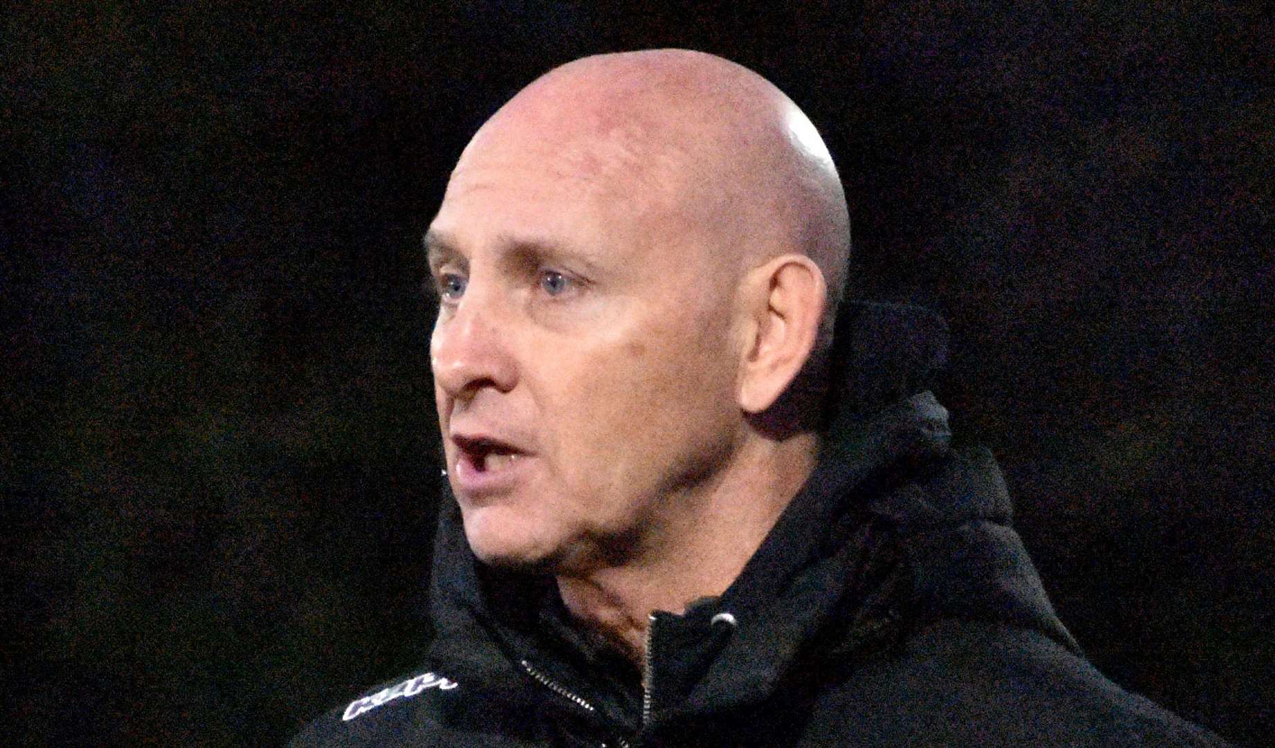 Boss Mark Stimson – still is without a win in charge of Margate, losing 4-1 at home to Dulwich Hamlet on Saturday. Picture: Randolph File