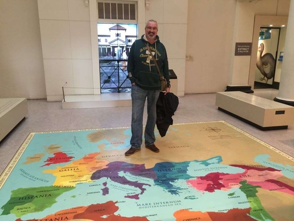 Simon Elliot with a map of the Roman Empire
