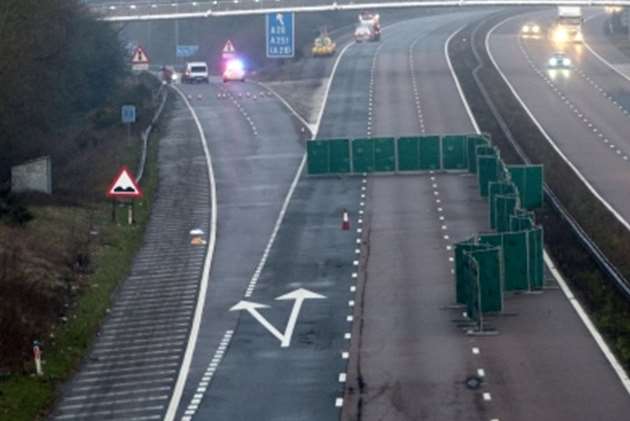 Screens were put up on the motorway. Picture: Andy Clark