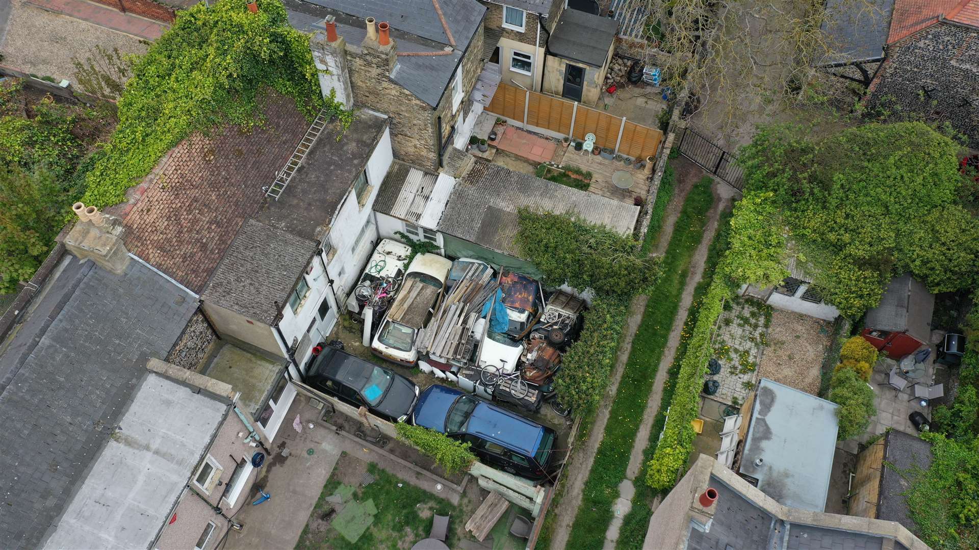An aerial view showing the rear yard of the home. Picture UKNIP