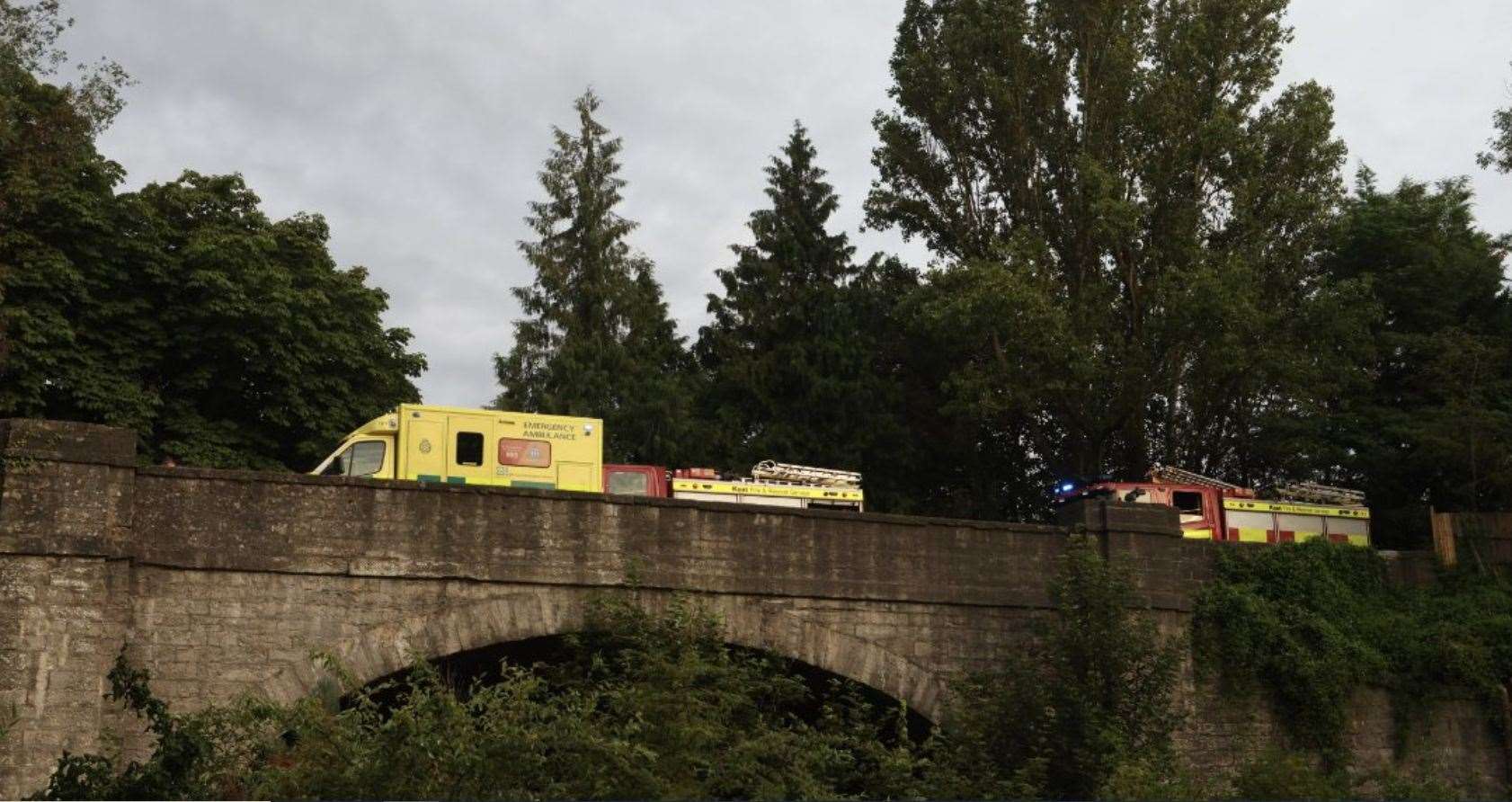 Emergency services pictured on the bridge. Picture: UKNIP