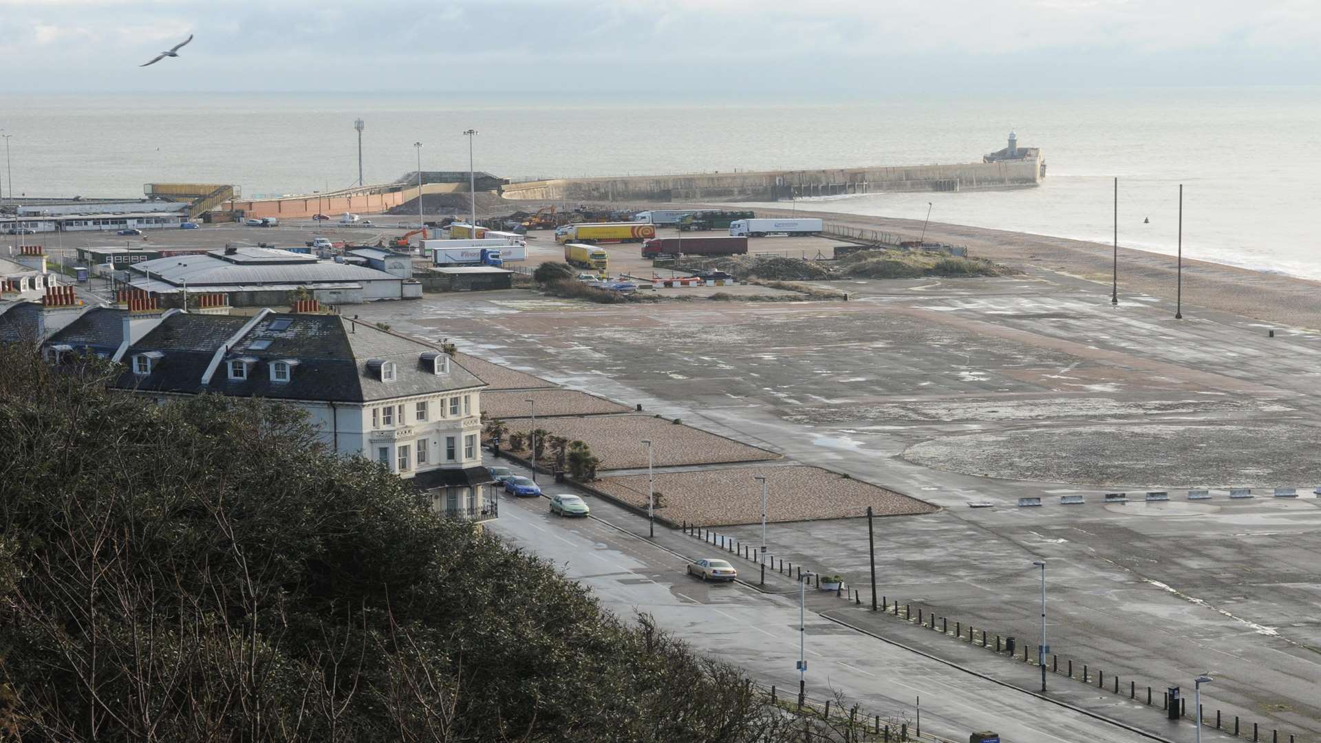 Folkestone's seafront remains a derelict slab of concrete at the moment. Picture: Wayne McCabe