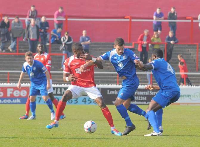 Tonbridge Angels (in blue) could return to Conference South Picture: Steve Crispe