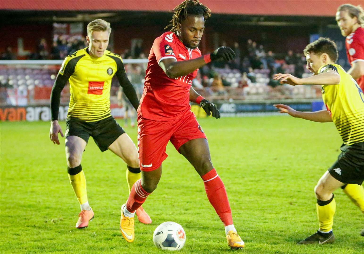 Tomi Adeloye scored twice to earn Ebbsfleet a 2-1 win over Woking. Picture: Matthew Walker