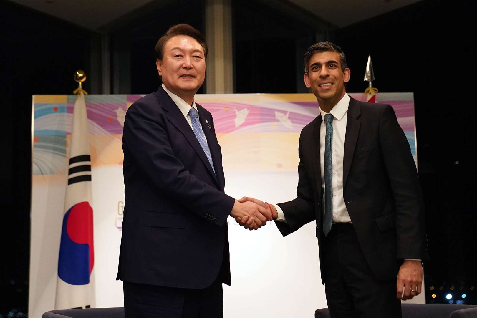 Prime Minister Rishi Sunak meeting Mr Yoon during the G7 Summit in Hiroshima, Japan, in May (Stefan Rousseau/PA)