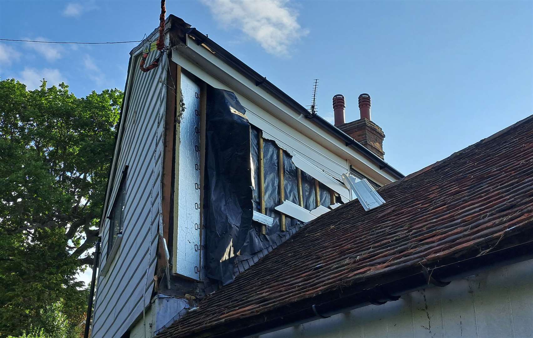 The damage to the house in Shoreham Lane