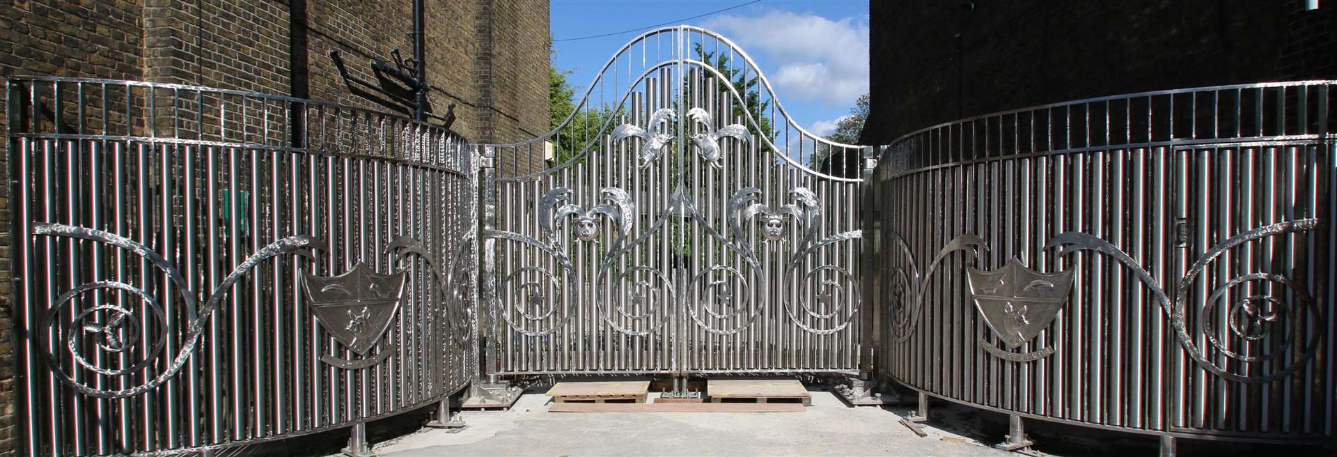The steel musical gates at Rochester Independent College