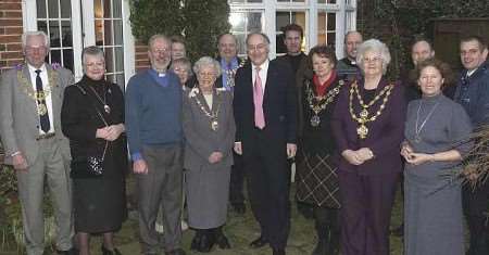 Michael Howard with local mayors and clergy at the launch at the vicarage