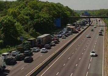 Traffic is queuing on the M20