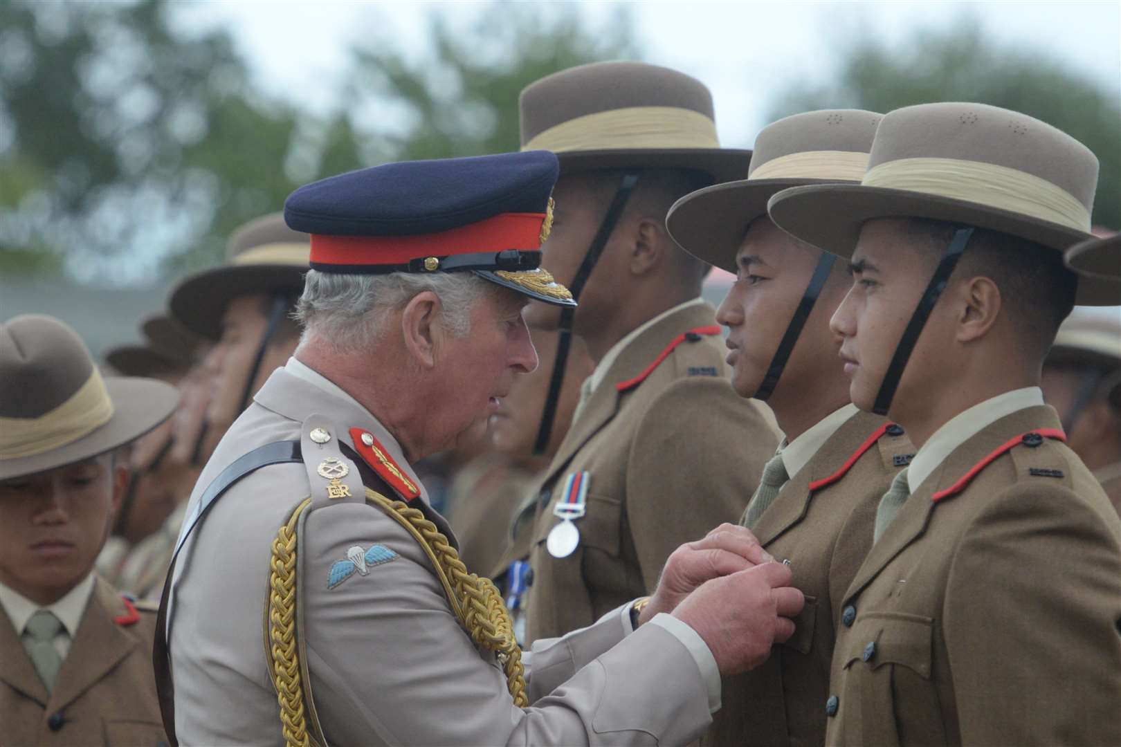 Prince Charles, pictured presenting medals to 1st Battalion The Royal Gurkha Rifles at the Sir John Moore Barracks, Shorncliffe. Picture: Chris Davey
