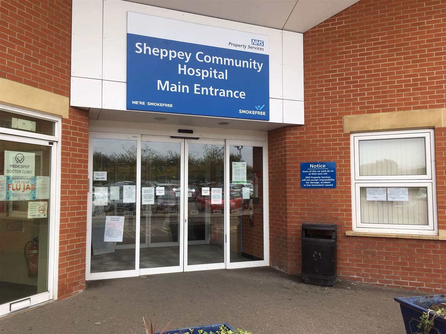 Entrance to Sheppey Community Hospital in Plover Road, Minster