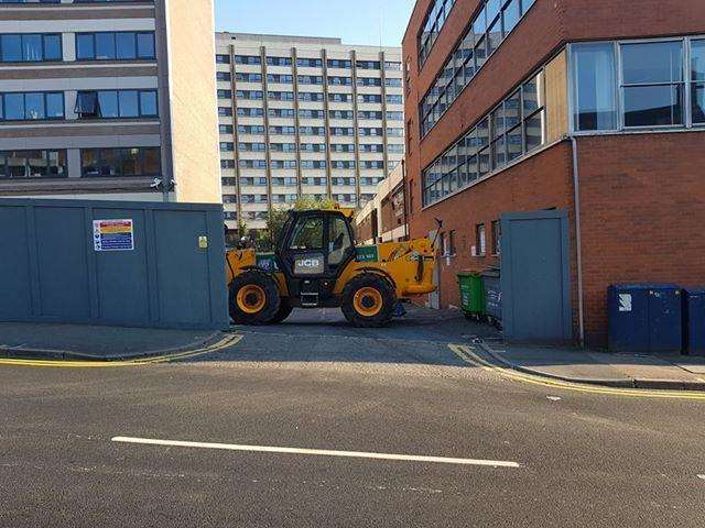 Security parked a JCB at the Kent House entrance to block a potential traveller encampment