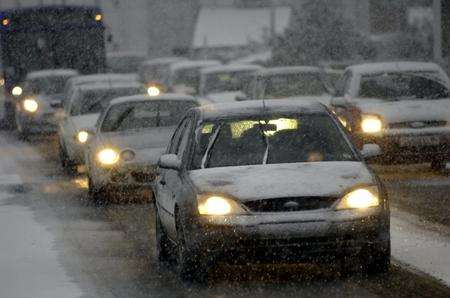 Cars during snowfall in Kent