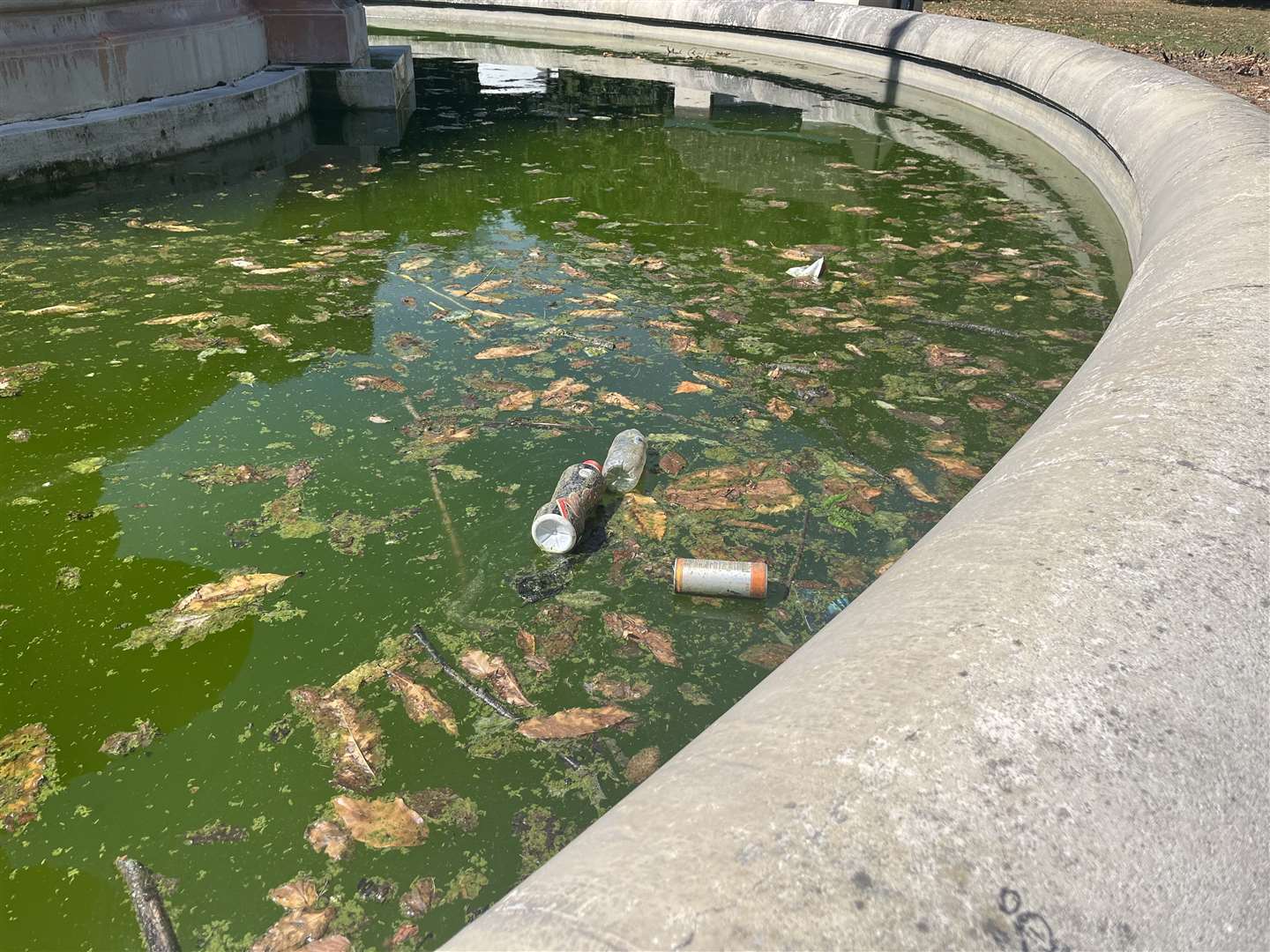 Rubbish pictured in the fountain earlier this week