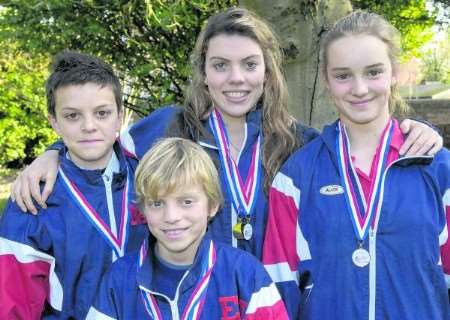 Max, Grace and Euan Nicholls with Alice Doughty