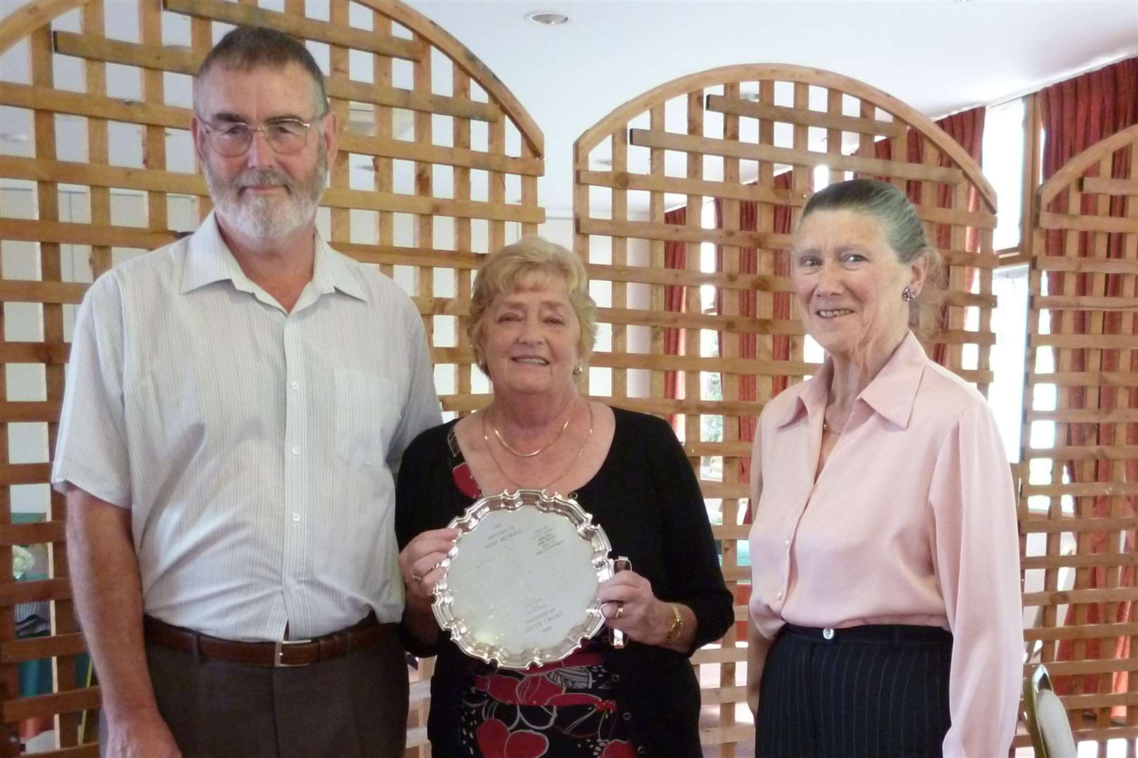 Margaret Ansted receiving the Joyce Crust award from Kent Netball in 2013 (33269177)