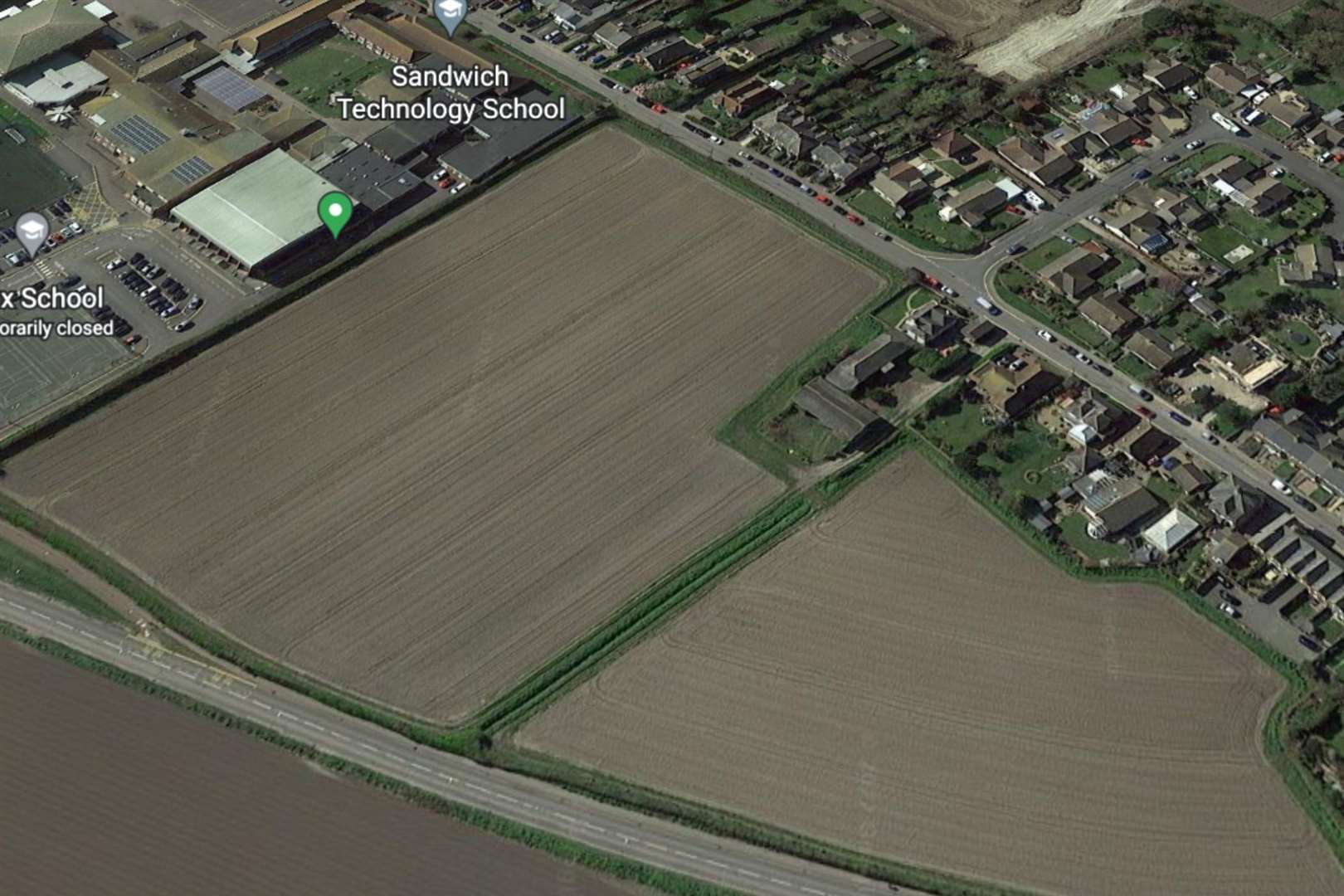 The land which the sports facility was going to be built on in Deal Road, Sandwich. Picture: Google