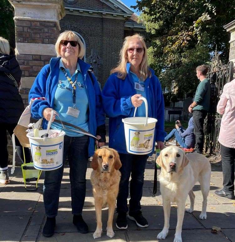 Patricia Poole, left, fundraises and does talks supporting The Guide Dogs for the Blind Association