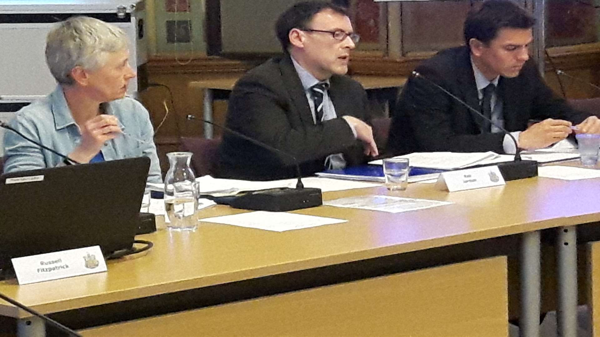 Cllr Janetta Sams, head of planning Rob Jarman and planning development manager James Bailey at the referrals committee meeting