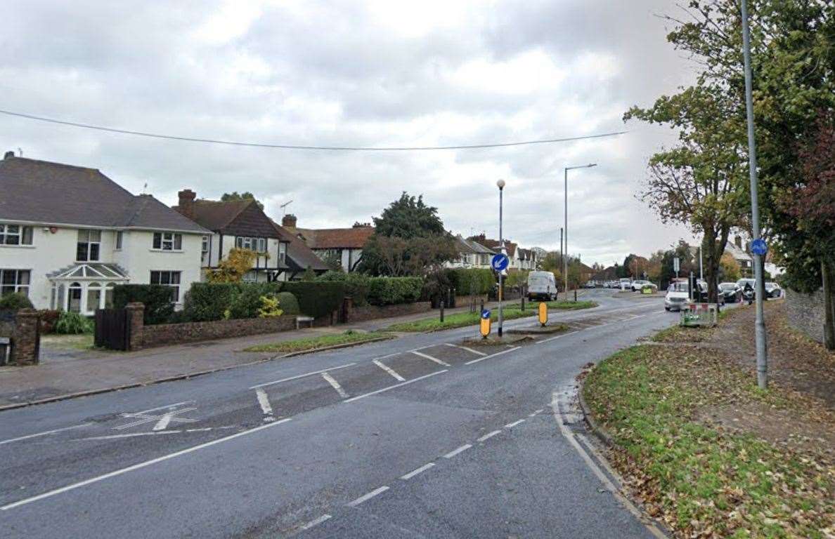 A female pedestrian was injured after a crash in Broadstairs Road, Broadstairs. Picture: Google