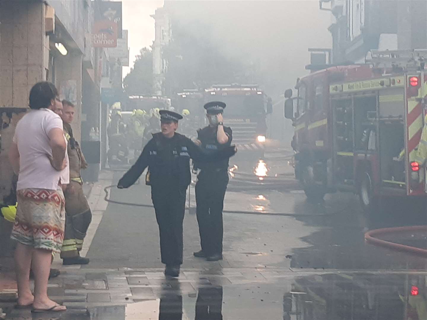 A distraught Ciaran O'Quigley watched on from the street as firefighters tried to rescue his business