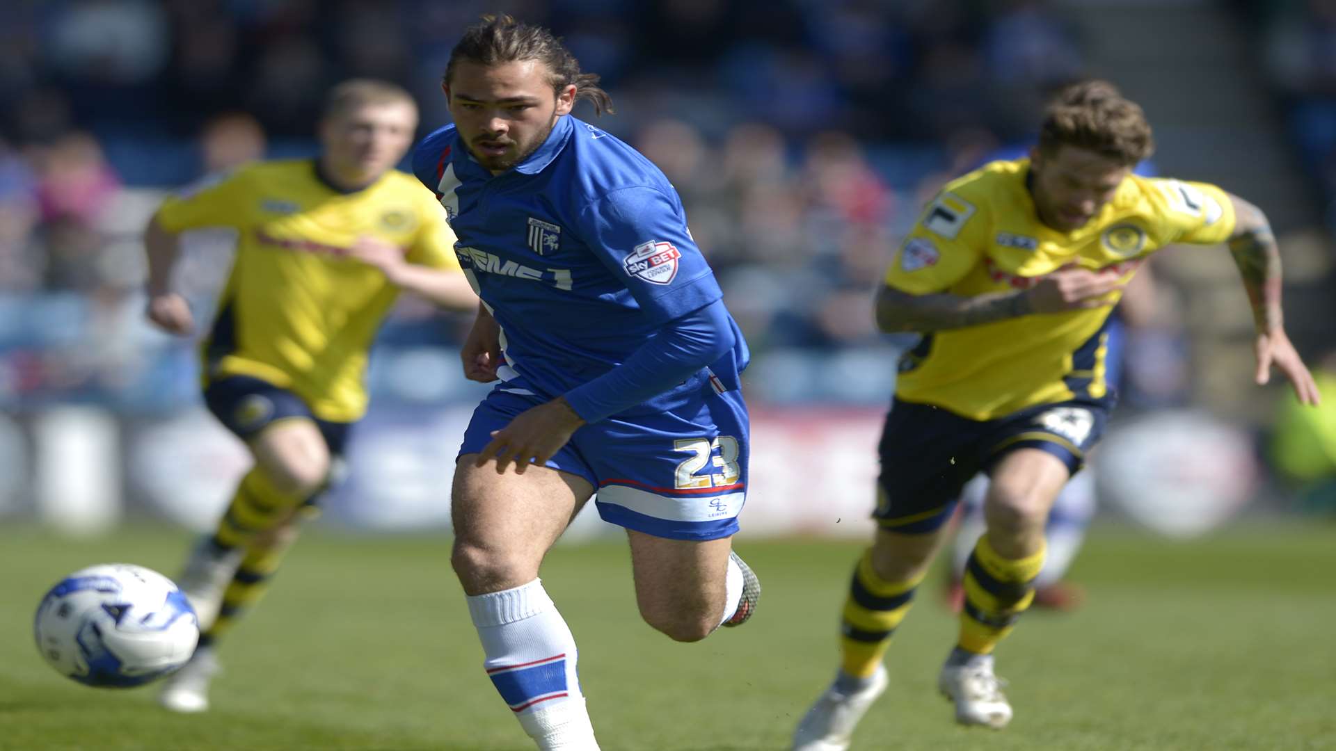 Bradley Dack in action during his 100th game for Gills on Saturday. Picture: Barry Goodwin