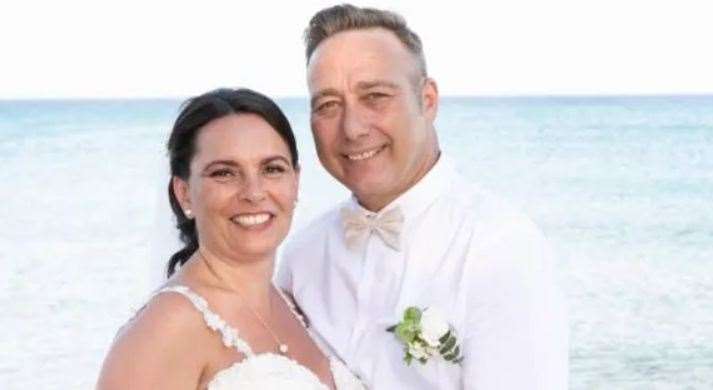 Crash victim Michael Phelan and his wife Angela on their wedding day