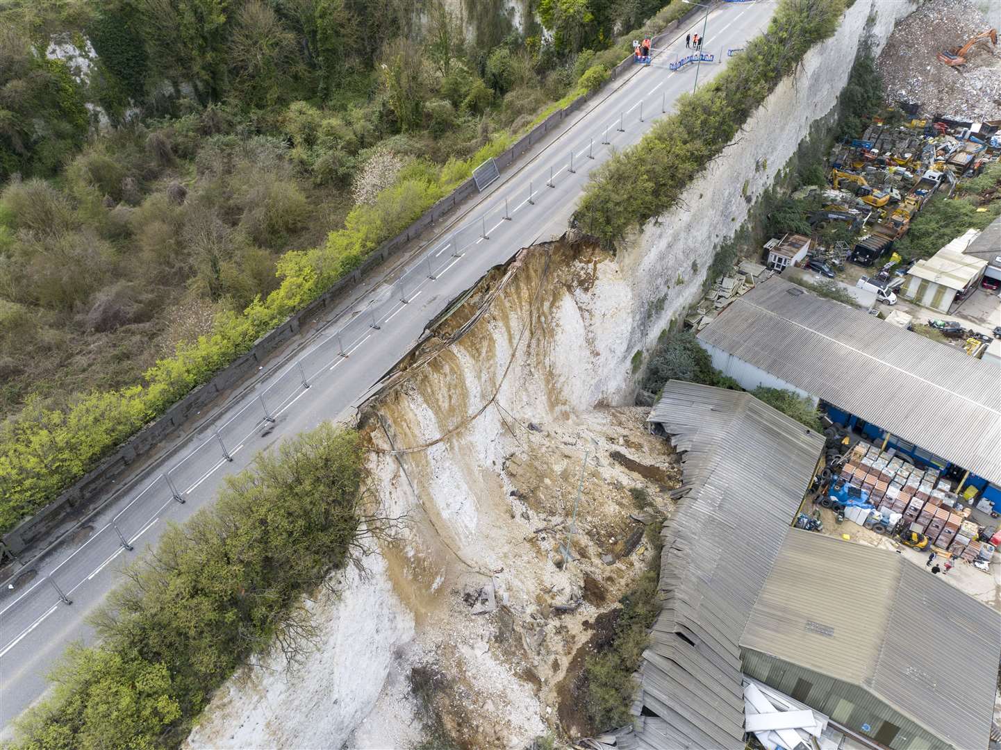 Aerial images show the collapsed cliff in Swanscombe. Images: High Profile Aerial