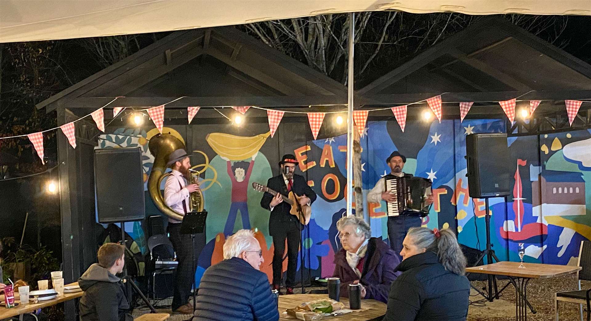 Local band the Beard Conspiracy were performing upbeat folk music for the evening