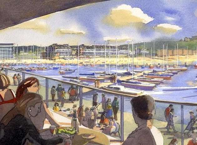 An artist's impression of what the waterfront will look like when developments have finished at the Port of Dover