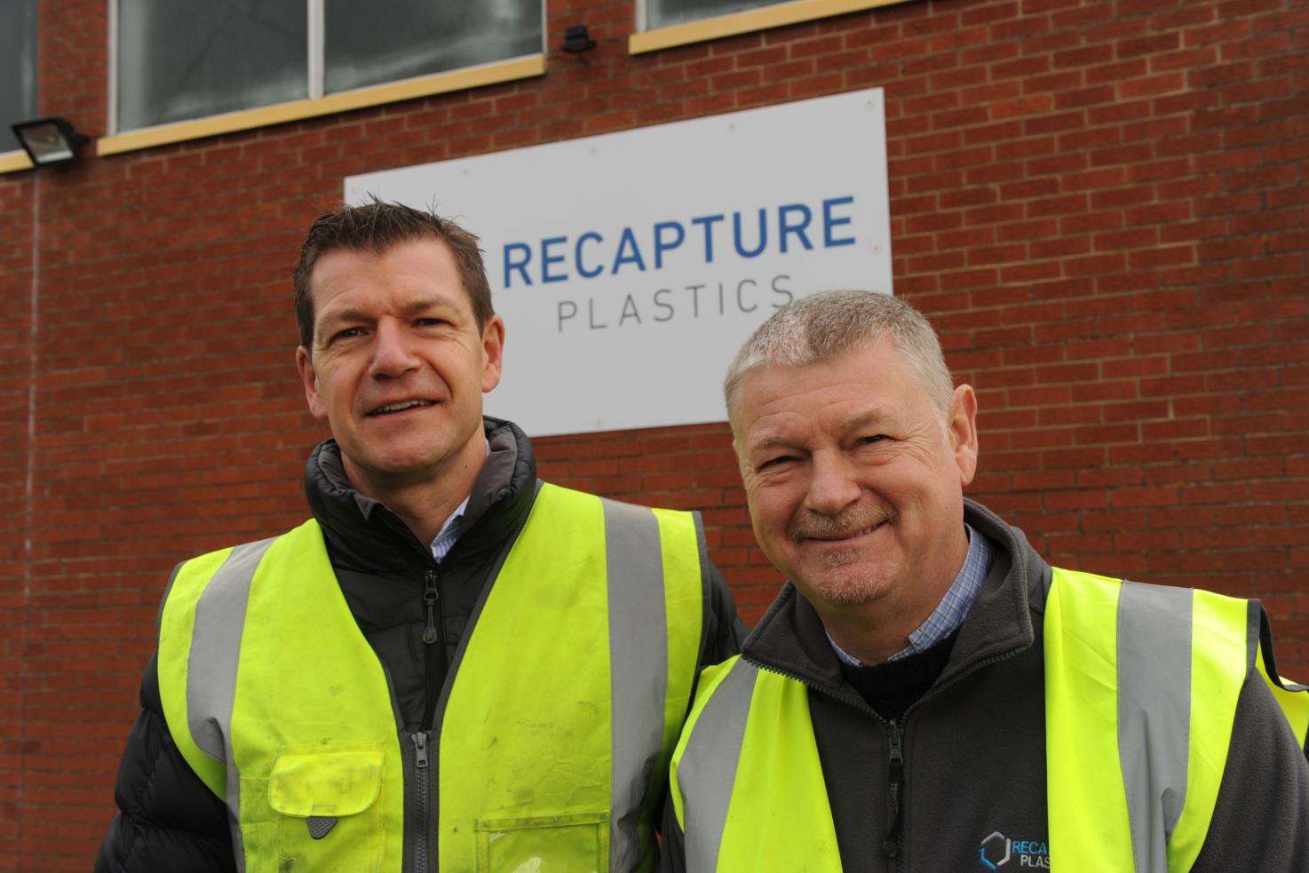Neale Buttery, left, and Roger Evans set up the Recapture Plastics plant in Hoo