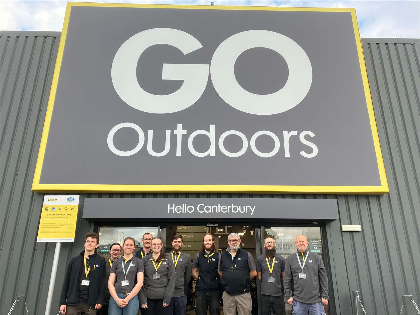 Staff outside the newly refurbished GO Outdoors store in Canterbury