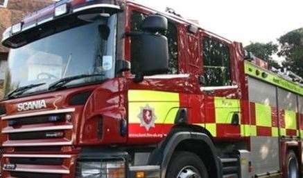 Fire crews were called to a caravan fire in Third Avenue, Eastchurch. Stock image