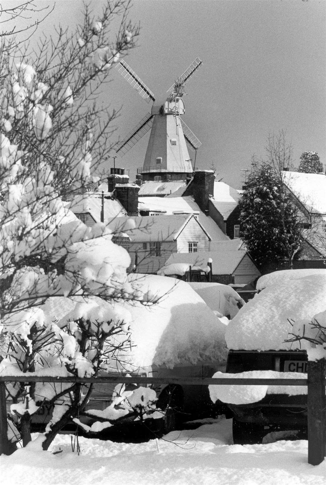 A wintry, picture-postcard setting of Cranbrook in January 1987