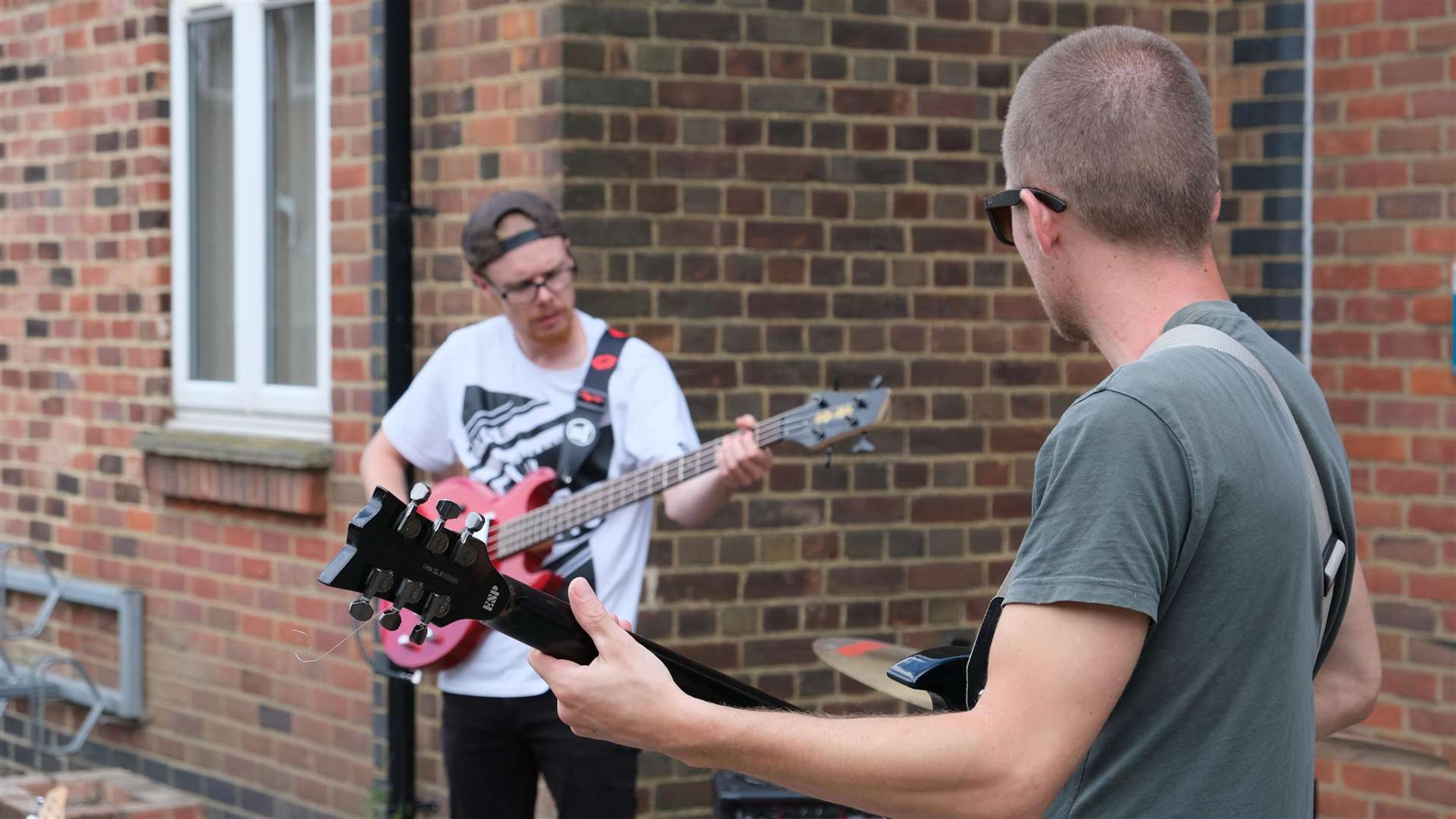 Residents Jack Bonner, left, and Reuben Caroll, right, jamming at the Riverside's The Quays, in Sittingbourne. Picture: Riverside