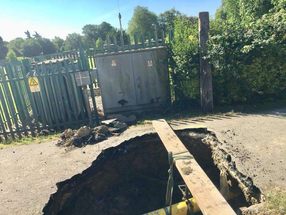 A 10ft crater has opened up on a Tenterden path