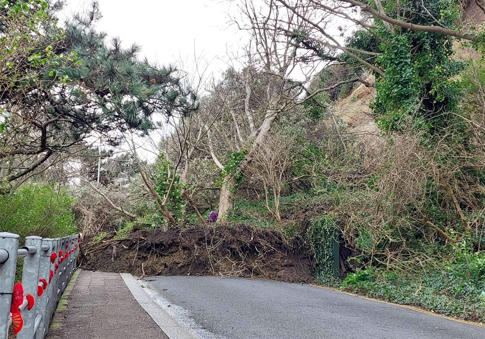 The Road of Remembrance, Folkestone has once again been blocked by debris
