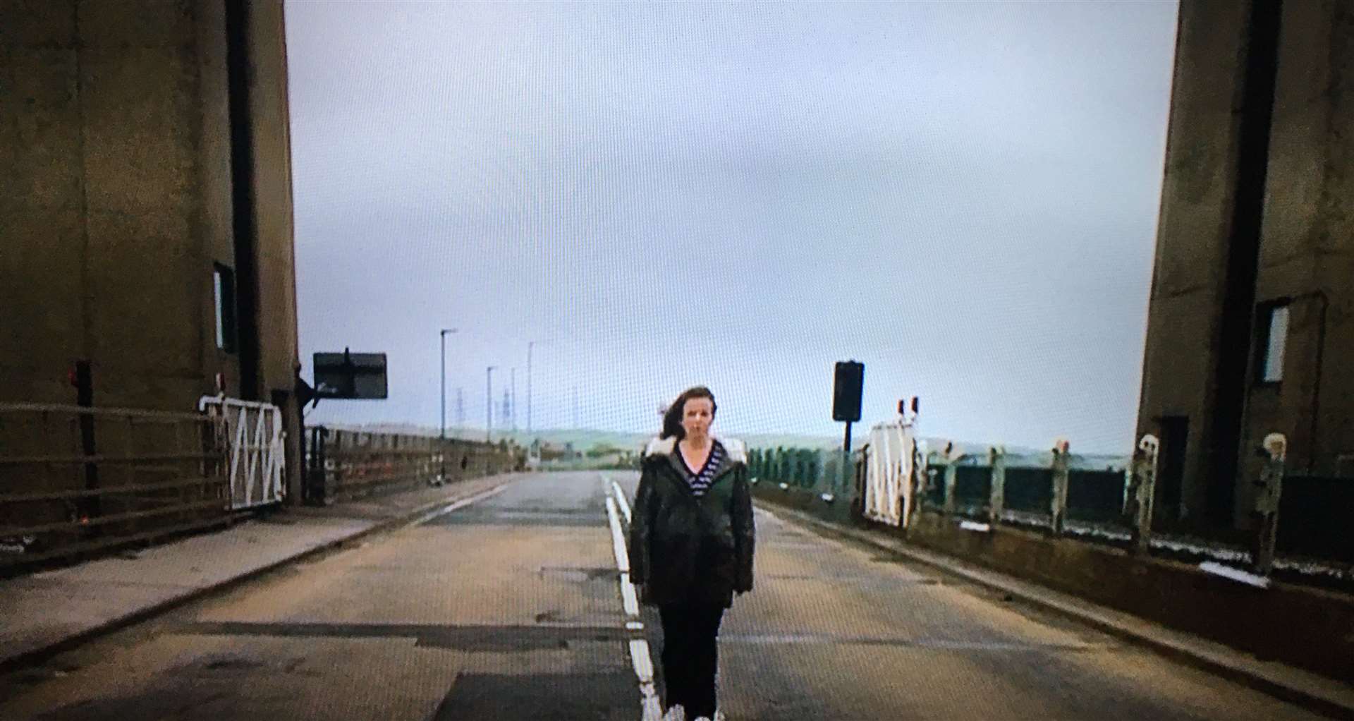 Emily Watson on Sheppey's Kingsferry Bridge in ITV's drama Too Close. Picture: ITV