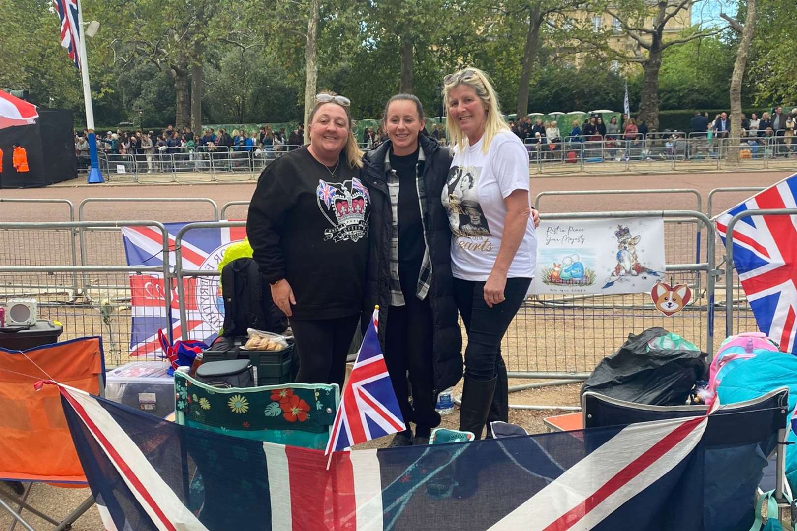 Lesley Warren (right) with her daughter Victoria (centre) and pal Sandra Brabbs (left) on The Mall on Sunday where Lesley celebrated her 51st birthday. Pic: Alice Clifford/SWNS
