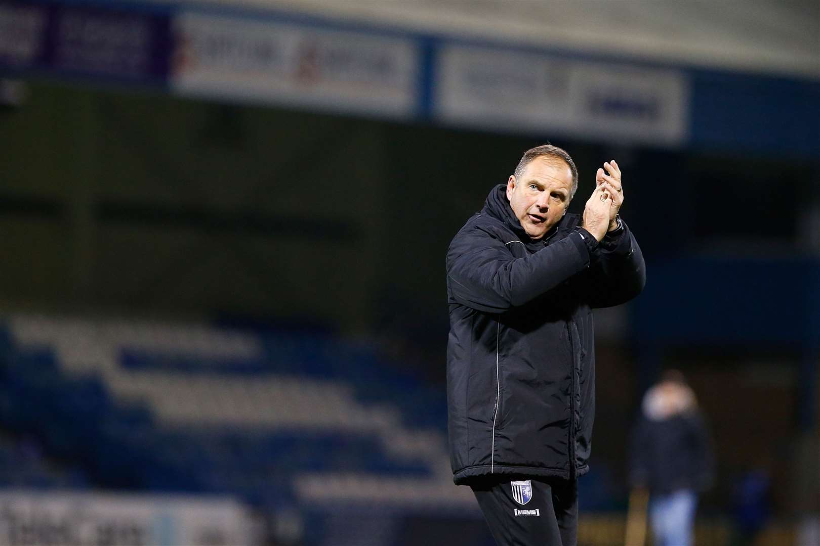 Gillingham manager Steve Lovell at the final whistle after beating Bristol Rovers Picture: Andy Jones